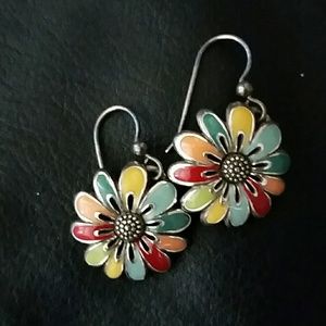 Brighton multi colored enameled floral earrings